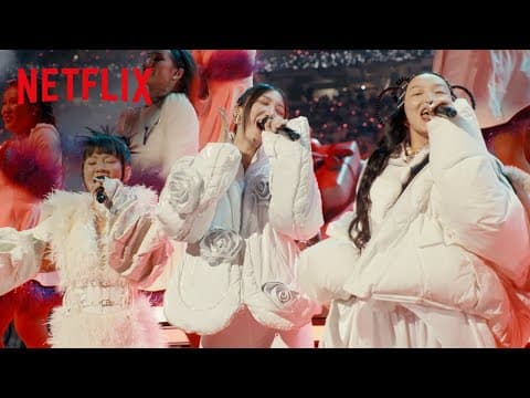 EJAE, AUDREY NUNA, and REI AMI perform during Snoop’s Holiday Halftime Party