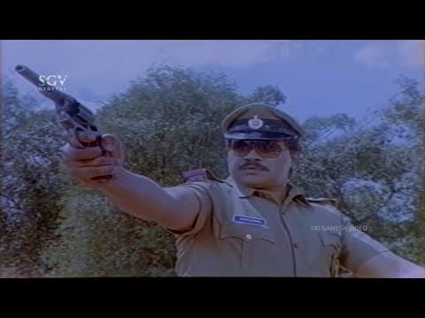 Police Tiger Prabhakar Catches Srinath While Escaping From Van | Padma Vyuha Kannada Movie Scene