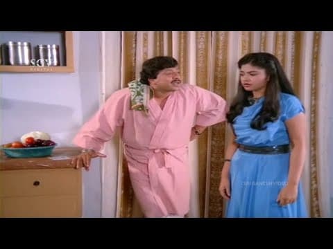 Mahalakshmi Stops Eating Non Veg Because of Vishnuvardhan | Best Scene | Jayasimha Kannada Movie